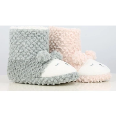 Afbeelding van Meisjes pancake fleece pantoffels zeer zachte grijze huissloffen antislip maat 28