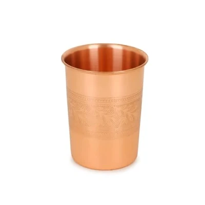 Afbeelding van Zap Impex koper waterglas, koperen waterbeker, Ayurveda reliëf glas (4 stuks)