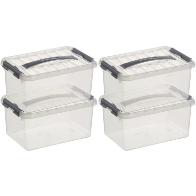 Afbeelding van 4x Kunststof stapelbare opbergbak 6 liter 30 cm Opbergbox