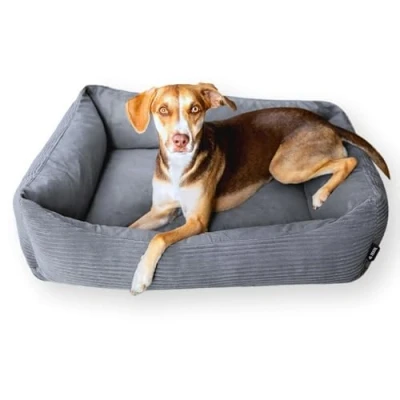 Afbeelding van 4L Textil OTTO Corduroy Hondenbed voor middelgrote en grote Honden Hondenkussen Hondenmand Wasbare Hoes GRIJS 120x100