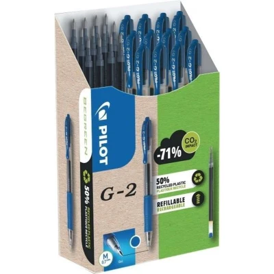 Afbeelding van Pilot Green Pack G 2 set van 12 gelpennen en navullingen Blauw