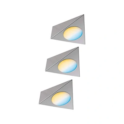 Afbeelding van Paulmann 99974 LED meubellamp Clever Connect Starter Set Trigo DC 12V rond incl. 3x2,1 watt dimbaar nikkel geborsteld metaal 2700 6500K