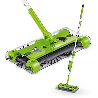 Afbeelding van Swivel Sweeper Batterijbezem Gemakkelijk kruimels oprapen Snoerloos, zakloos &amp; oplaadbaar Vloerveger met scharnierende koppeling 360 rotatie Maximale flexibiliteit Moeiteloos schoonmaken