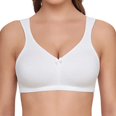 Afbeelding van SUSA beha zonder beugel, damesbeha met dubbele, gevormde cups en extra vorm geven steunkleppen, beugelloze brede bandjes, wit (003), 90C