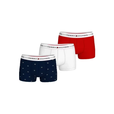 Afbeelding van Tommy Hilfiger Trunk Print 3 PACK Onderbroeken, Heren, Maat: Medium, White/primary red