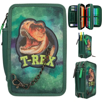 Afbeelding van Depesche Dino World 3 vaks etui met ketting