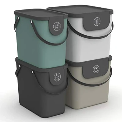 Afbeelding van Rotho Albula 4 delige set afvalscheidingssysteem 2x25l + 2x40l voor de keuken, kunststof (PP) BPA vrij, meerkleurig, (40.0 x 35.8 34.0 cm)