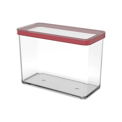 Afbeelding van Rotho Loft rechthoekige opbergdoos 2.1l met deksel en dichting, Kunststof (SAN) BPA vrij, transparant/rood, (20.0 x 10.0 14.2 cm)