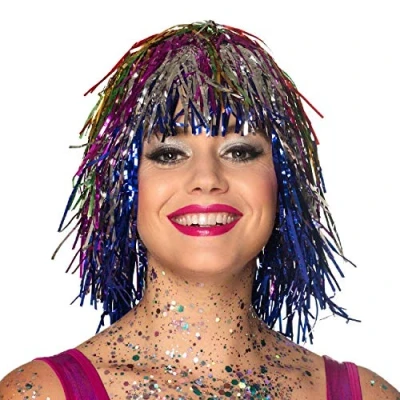 Afbeelding van Boland Pruik Metallic veelkleurig Multi Steil Halflang Vrouwen Showgirl Glitter and Glamour