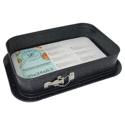 Afbeelding van Meyerhoff Bakery rechthoekige springvorm/ bakvorm met opstaande rand 35 x 24 8,5 cm antraciet marmer