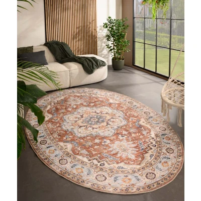 Afbeelding van Buitenkleed Ovaal Vintage Valenca Fino Terracotta 120x160 Cm
