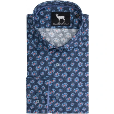 Afbeelding van Gents Blumfontain bloemprint blauw Maat M