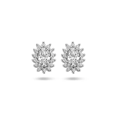 Afbeelding van zilver gerhodineerd oorknoppen zirkonia halo 1336570 horloge Zilverkleur
