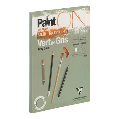 Afbeelding van Karton Mixed Media Blok Grijs Groen A3 250 grams ClaireFontaine 30 vellen