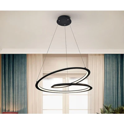 Afbeelding van Schuller Lighting Looping Modern Designer LED Ring Swirl Hanglamp Mat Zwart, 1800lm, 3000K