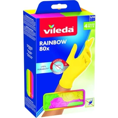 Afbeelding van Vileda Regenboog Multifunctionele Handschoenen, Nitril, Meerkleurig, 80 stuks, S/M