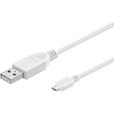 Afbeelding van MicroConnect USB A/Micro B, 1,8 m kabel Micro B wit (1,8 m, A, 2.0, mannelijke connector/mannelijke connector, wit)