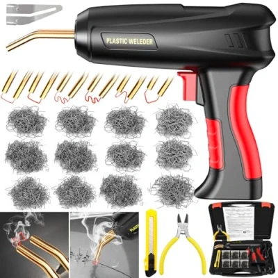 Afbeelding van ZPQAODI kunststof lasmachine 200W, autobumper reparatieset 1200 stuks 6 soorten, hot stapler lasmachine, laserlasmachine voor autobumper/auto onderdelen/kajak