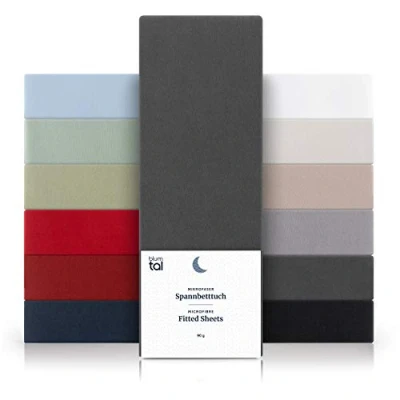 Afbeelding van Blumtal Hoeslaken Microvezel 120 x 190 cm Oeko Tex gecertificeerd tot 25 Matrashoogte Antraciet