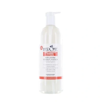 Afbeelding van Herome Direct Desinfect Handgel Sensitive (Parfumvrij) met pomp Desinfecterende 80% Alcohol Beschermt Tegen Bacteriën en Droogt de Handen Niet Uit 1000ml.