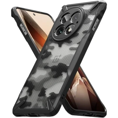 Afbeelding van Ringke Fusion X Hoesje Compatibel met OnePlus 13 Case PC+TPU Hoes Anti vergeling drop Schokbestendig Antislip US MIL Standard Certified Smartphone Cover (met riemgat) Camo Black