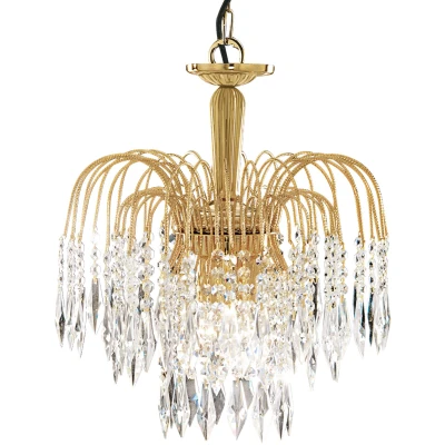 Afbeelding van Searchlight Waterfall Hanglamp Ø 42 X 98 Cm Goud En Transparant