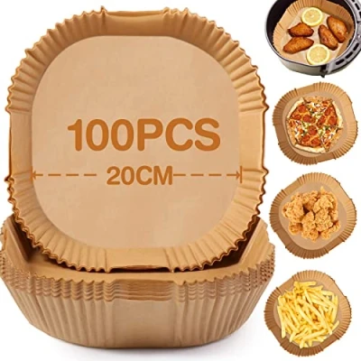 Afbeelding van Diboniur Bakpapier voor luchtfriteuse, 20 cm, 100 vellen anti aanbaklaag, wegwerppapier 5 8 l airfryer, oven, pannen, magnetron (vierkant)