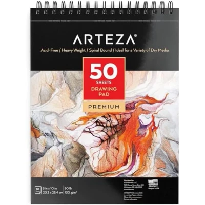 Afbeelding van Arteza Tekenblok, 8 x 10 inch, 50 pagina&#039;s, spiraalgebonden schetsblok met duurzaam 80 pond papier, kunstbenodigdheden voor studenten en volwassenen