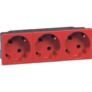 Afbeelding van Legrand wandcontactdoos mosaic 1 voudig 45graden 3x2p a kindv steek 6mod rood 077273