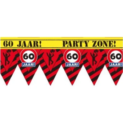 Afbeelding van Afzetlint 60 jaar verkeersbord Partyzone 12 meter