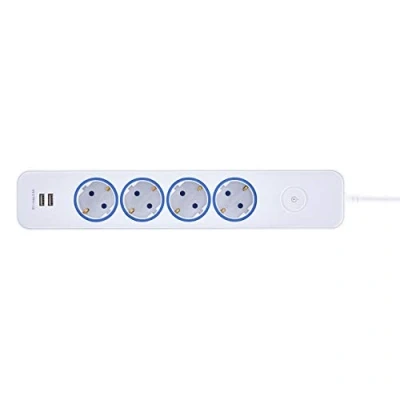 Afbeelding van Blaupunkt Stekkerdoos, meervoudig stopcontact, 4 voudige geaarde 2 USB A, met schakelaar, overbelastingsbeveiliging, wit, meter