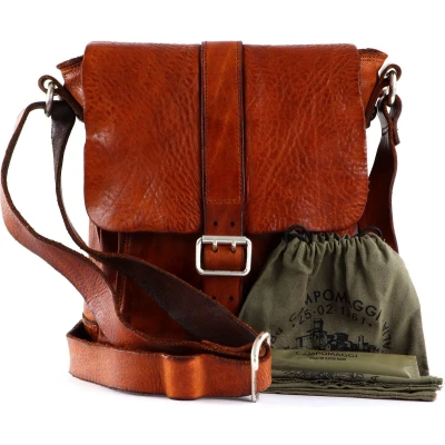 Afbeelding van CAMPOMAGGI Leren Schoudertas Saturno Crossbody Bag Cognac Bruine