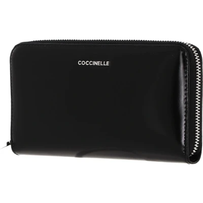 Afbeelding van COCCINELLE Leren Portemonnee Tassel Zip Around Wallet Noir / Zwart