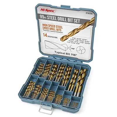 Afbeelding van Hi Spec 99 delige HSS Titanium Gecoate Boorset in Opbergkoffer Boren voor Metaal, Hout &amp; Kunststof
