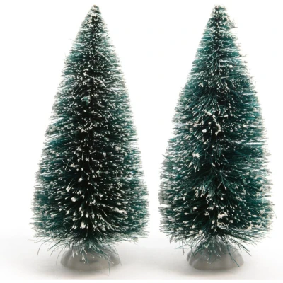 Afbeelding van 2x stuks kerstdorp onderdelen miniatuur kerstbomen groen 15 cm Kerstdorpen