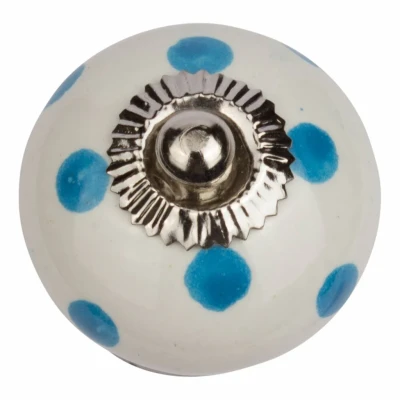 Afbeelding van Good in Style Meubelknop 40mm wit blauw gestippeld donker