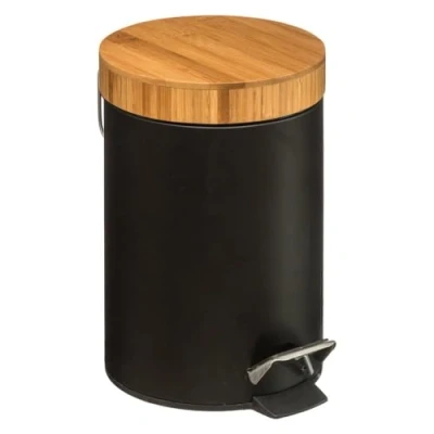 Afbeelding van Decopatent® Pedaalemmer 3 liter Met Bamboe Houten Deksel