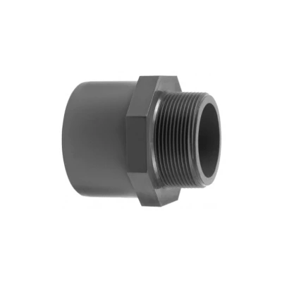 Afbeelding van Puntstuk PVC U 50/63 mm x 1 1/4 inch lijmmof/spie buitendraad 10 bar grijs