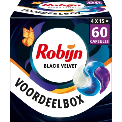 Afbeelding van Robijn Classics Black Velvet 3 in 1 wascapsules 4 x 15 wasbeurten voordeelverpakking 60