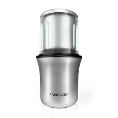Afbeelding van Wessper Koffie en Kruidenmolen MINIMILL met 2 x 70 g Roestvrijstalen Reservoirs, Klopper speciaal Mes voor Koffiebonen, Pesto, Noten, Suiker, Kruiden, Granen 200 Watt