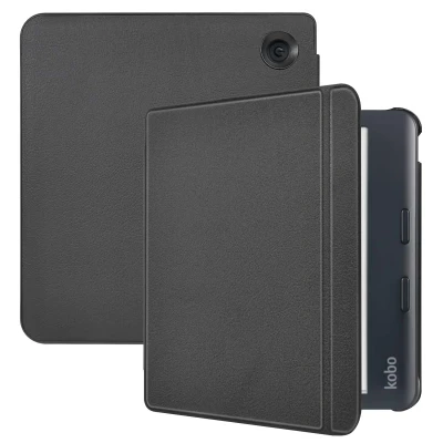 Afbeelding van Kobo Libra Colour Hoes: iMoshion Slim Hardcase Sleepcover Bookcase met stand Zwart Kunstleder E Reader Hoezen