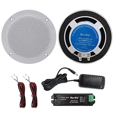 Afbeelding van Herdio 4 inch plafondluidspreker, waterdichte inbouwluidspreker, inbouwgeluid, perfect voor binnen en buiten, slaapkamer, thuisbioscoop, overdekte veranda&#039;s (wit)