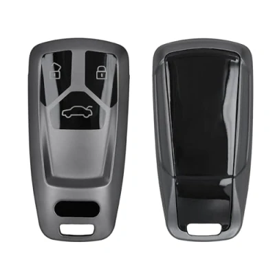 Afbeelding van kwmobile autosleutel hoesje geschikt voor Audi 3 knops Smartkey (alleen Keyless Go) hoes TPU behuizing Beschermende auto sleutel case Sleuteletui in mat zwart /