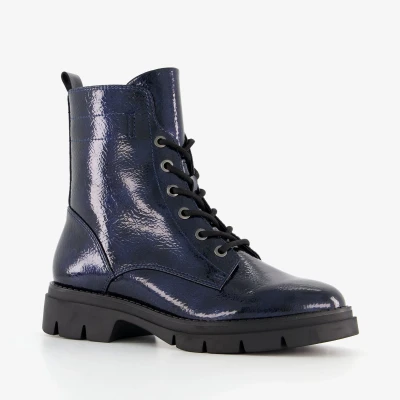 Afbeelding van Tamaris dames lak veterboots blauw Maat 41
