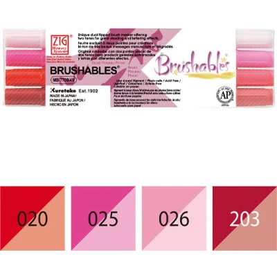 Afbeelding van Zig Brushables Red 4 colors set