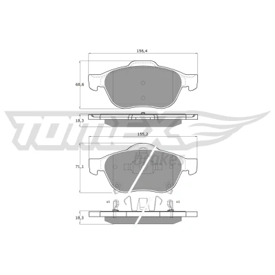 Afbeelding van Remblokkenset, schijfrem TOMEX Brakes TX 13 64