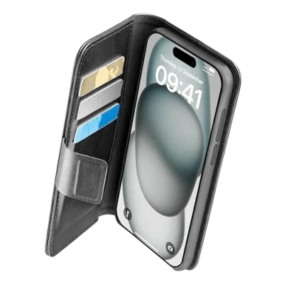 Afbeelding van Cellularline Iphone 15 Plus Case Book Agenda Zwart
