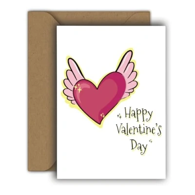 Afbeelding van Edition Colibri Valentijnsdag kaart voor hem en haar, A6, vouwkaart met envelop, liefdeskaart, jubileum, jubileumkaart, Valentijnsdagkaart, hartmens, vliegend hart (H000259)