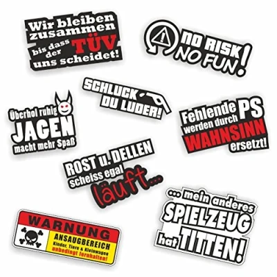 Afbeelding van Folien Zentrum 8 stickerset, hoogwaardige stickers auto tuning, OEM &amp; JDM autostickers, grappige voor auto, stickerbom, Made in Germany