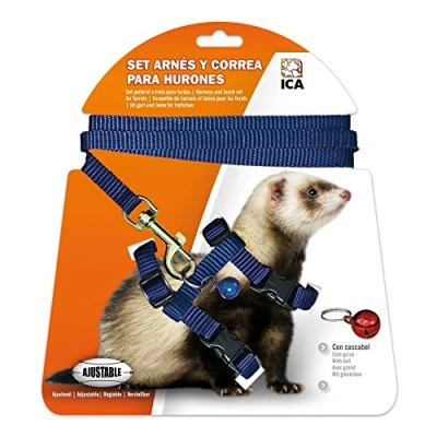 Afbeelding van ICA DA972 set met servies en riem voor frettjes, blauw